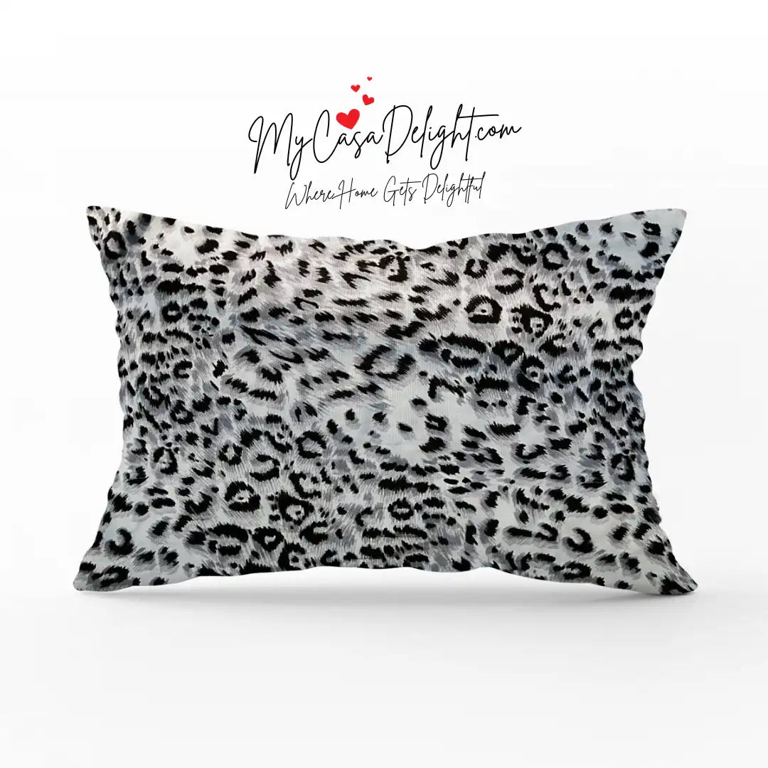 Black & White Leopard Decorative Throw Pillow Case | MyCasaSeasonal Collection at MyCasaDelight.com, Hidden Zipper, Eco