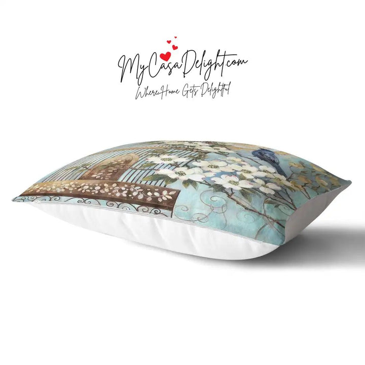 Blue Sparrows Rectangular Decorative Throw Pillow Cover | MyCasaSeasonal Collection at MyCasaDelight.com