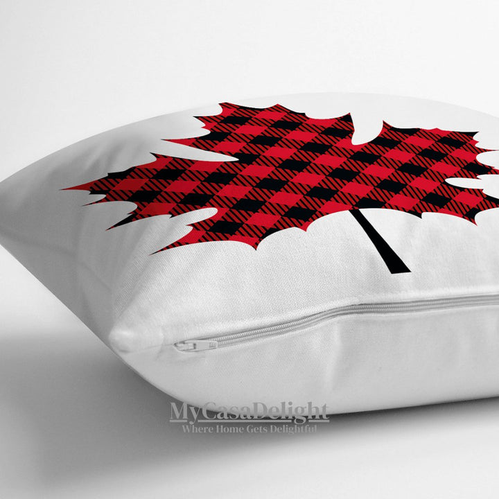 Canadian Plaid Maple Leaf Sofa Throw Pillow Cover | MyCasaDecor 18.00 mycasadelight.com New Jersey, Rugs & Pillows Türkiye