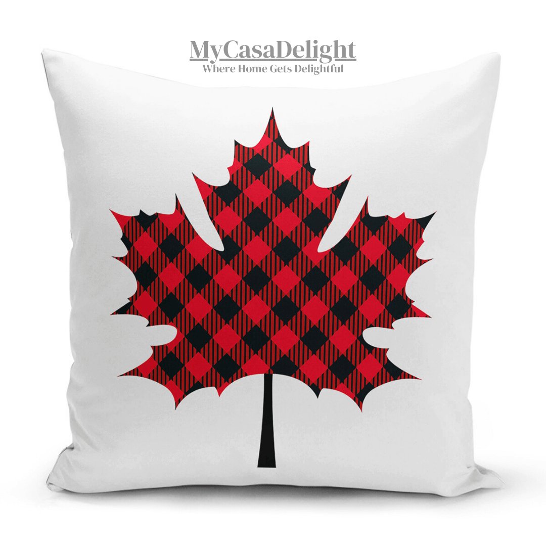 Canadian Plaid Maple Leaf Sofa Throw Pillow Cover | MyCasaDecor 18.00 mycasadelight.com New Jersey, Rugs & Pillows Türkiye