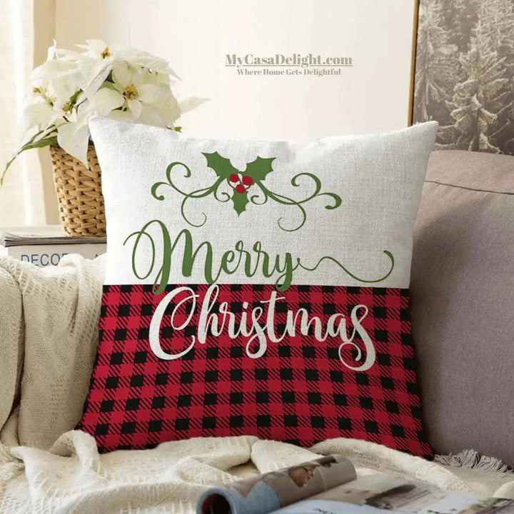 Christmas Plaid Decorative Sofa Throw Pillow Cover | MyCasaSeasonal 24.00 mycasadelight.com New Jersey Rugs & Pillows Türkiye