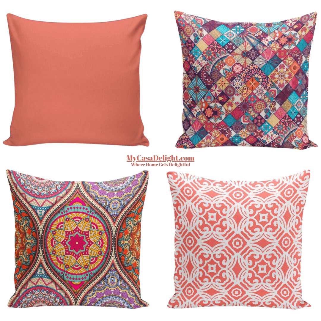 Coral Colored Decorative Throw Pillow Cases: Discover our 4-pack collection at MyCasaDecor for vibrant style. Shop now!