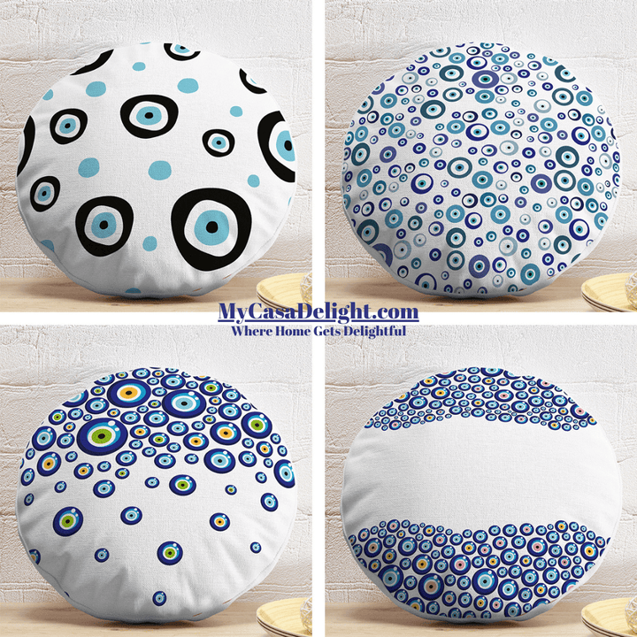 Evil Eye Throw Pillow Covers | Set of 4 Round Shape | MyCasaDecor Collection 38.00 mycasadelight.com New Jersey