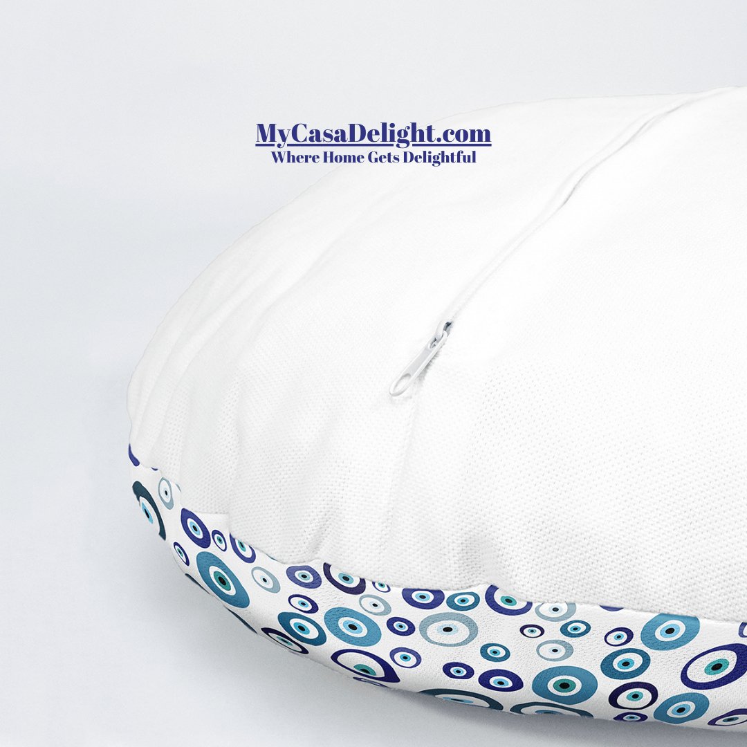 Evil Eye Throw Pillow Covers | Set of 4 Round Shape | MyCasaDecor 38.00 mycasadelight.com New Jersey, Rugs & Pillow Türkiye