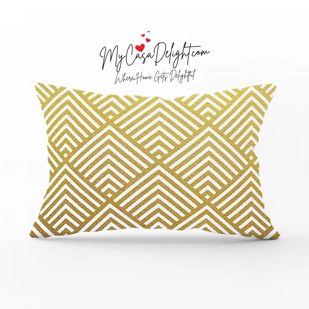 Geometric Pillow Covers | Gold Patterned Rectangular Throw Pillow Case | MyCasaSeasonal Collection MyCasaDelight.com