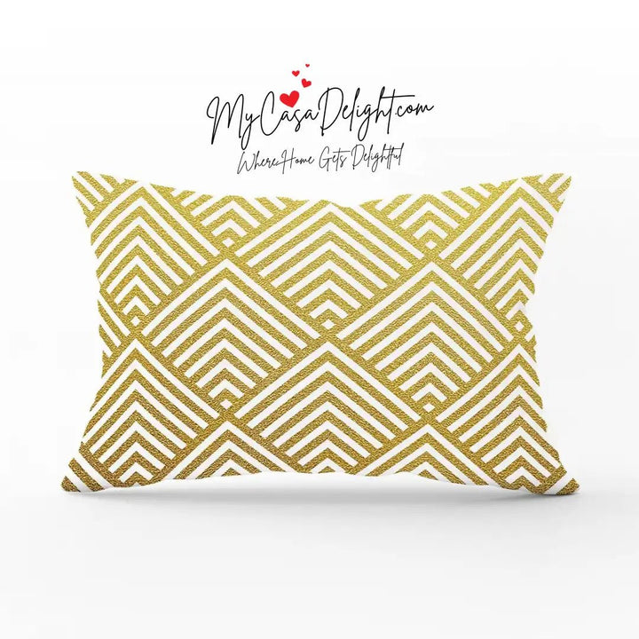 Geometric Pillow Covers | Gold Patterned Rectangular Throw Pillow Case | MyCasaSeasonal Collection MyCasaDelight.com