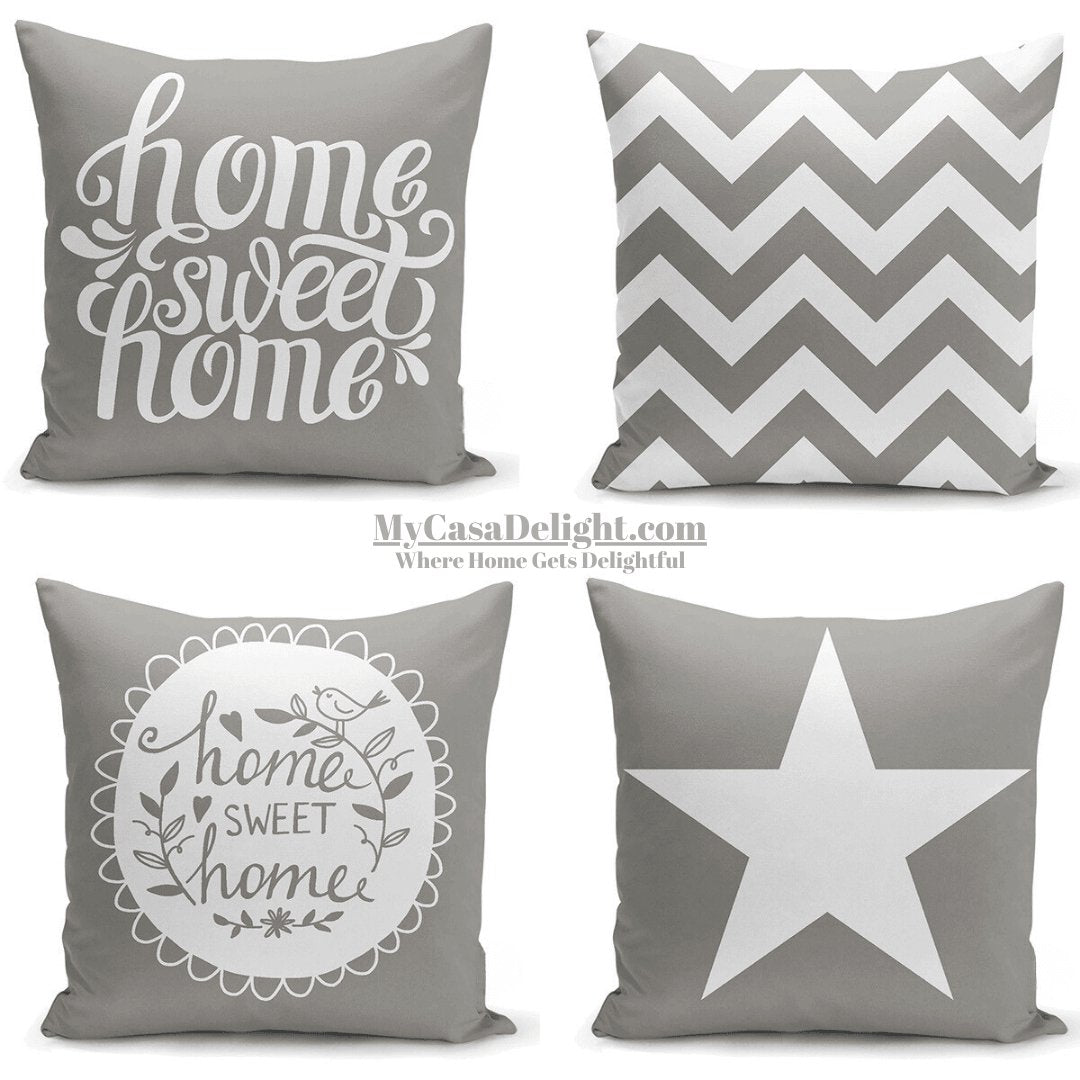 Home Sweet Home 4-Pieces Decorative Throw Pillow Cases MyCasaDecor 35.00 mycasadelight.com New Jersey, Rugs & Pillow Türkiye