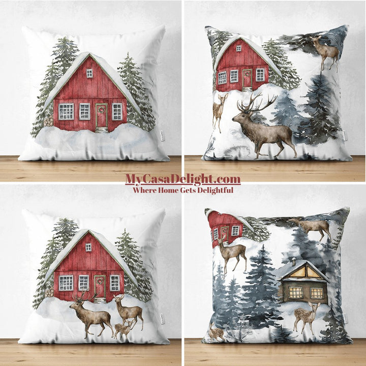 MyCasaSeasonal | Christmas House Throw Pillow Cases | Set of 4 39.00 mycasadelight.com New Jersey, Rugs & Pillow Türkiye