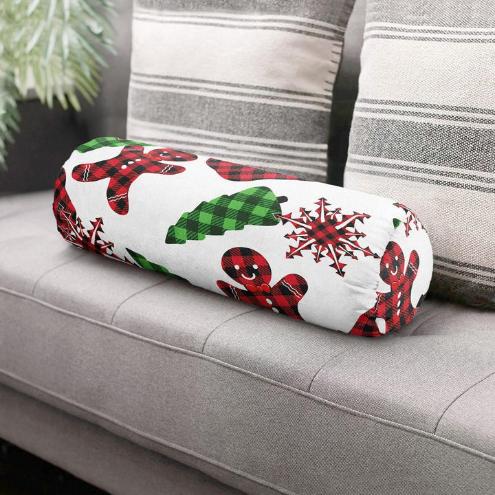 MyCasaSeasonal | Christmas Plaid Gingerman Suede Bolster Pillow, Rugs & Pillow Türkiye