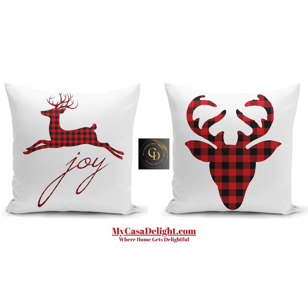 MyCasaSeasonal Christmas Reindeer Decorative Throw Pillow Covers Set of 2 29.00 mycasadelight.com NJ, Rugs & Pillow Türkiye