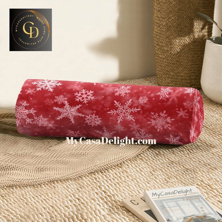 MyCasaSeasonal | Christmas Snowflake Suede Bolster Pillow 40.00 mycasadelight.com New Jersey, Rugs & Pillow Türkiye