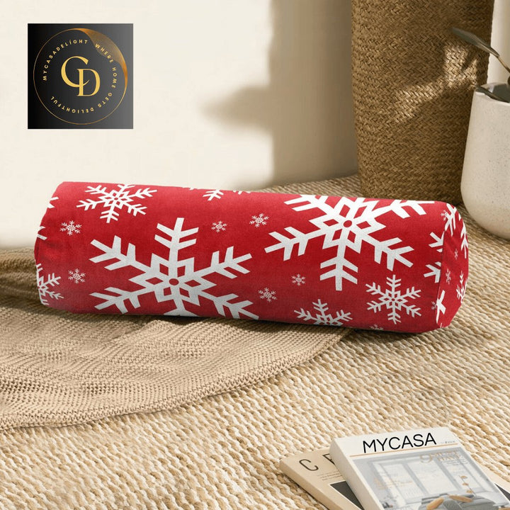 Snowflake bolster throw pillow - cozy winter decor for your home. Shop now for seasonal comfort! MyCasaSeasonal Collection