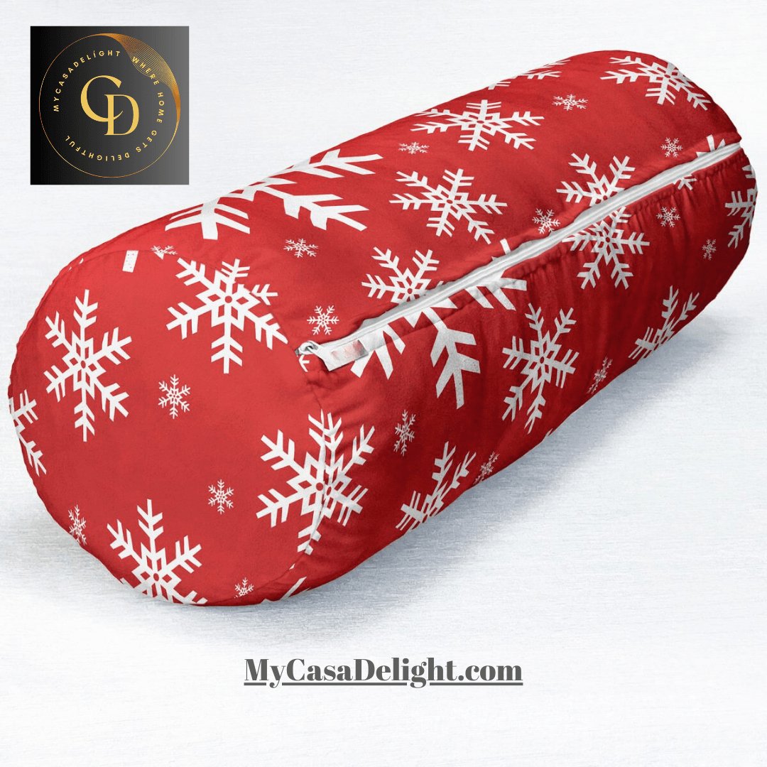 Snowflake bolster throw pillow - cozy winter decor for your home. Shop now for seasonal comfort! MyCasaSeasonal Collection