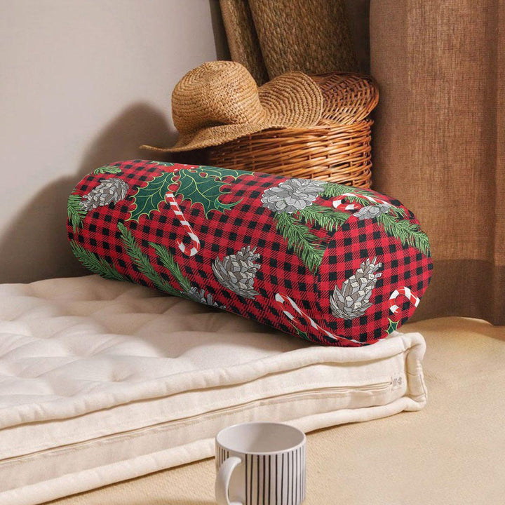 MyCasaSeasonal | Cozy Christmas Plaid Suede Bolster Pillow