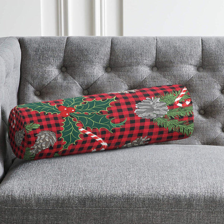 MyCasaSeasonal | Cozy Christmas Plaid Suede Bolster Pillow