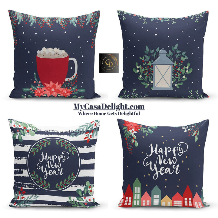 MyCasaSeasonal | Happy New Year Decorative Throw Pillow Covers 35.00 mycasadelight.com New Jersey, Rugs & Pillow Türkiye