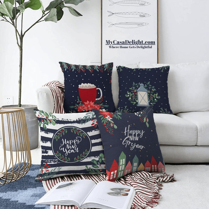 MyCasaSeasonal | Happy New Year Decorative Throw Pillow Covers 44.00 mycasadelight.com New Jersey, Rugs & Pillow Türkiye