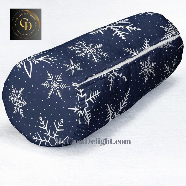 MyCasaSeasonal | Holiday Snowflakes Suede Bolster Pillow 40.00 mycasadelight.com New Jersey, Rugs & Pillow Türkiye