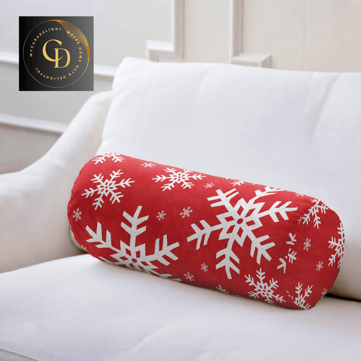 MyCasaSeasonal | Christmas Snowflakes Suede Bolster Pillow 40.00 mycasadelight.com New Jersey