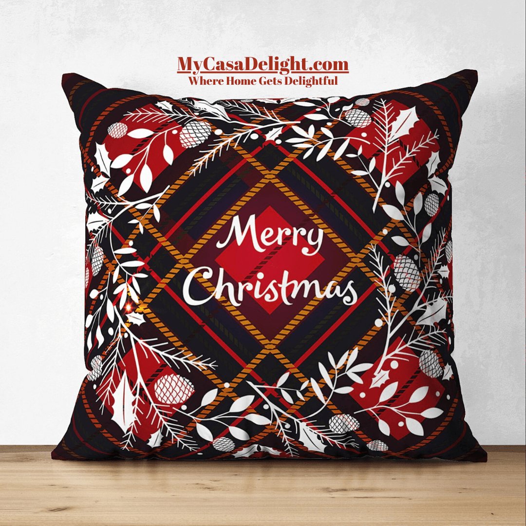 MyCasaSeasonal | Plaid Merry Christmas Throw Pillow Cover Case 21.00 mycasadelight.com New Jersey Rugs & Pillow Türkiye