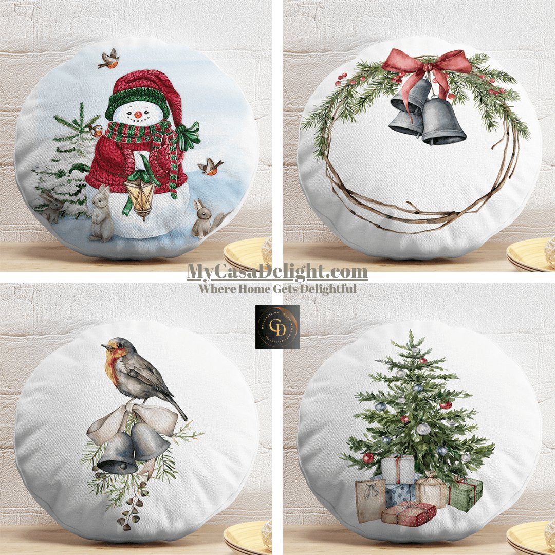 MyCasaSeasonal | Round-Shaped Christmas Throw Pillow Covers 38.00 mycasadelight.com New Jersey, Rugs & Pillow Türkiye