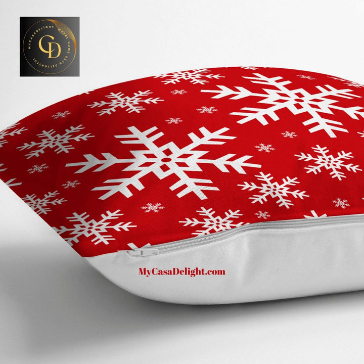 MyCasaSeasonal | Snowflakes Throw Pillow Cover | Add Festive, 18.00 mycasadelight.com New Jersey, Rugs & Pillow Türkiye