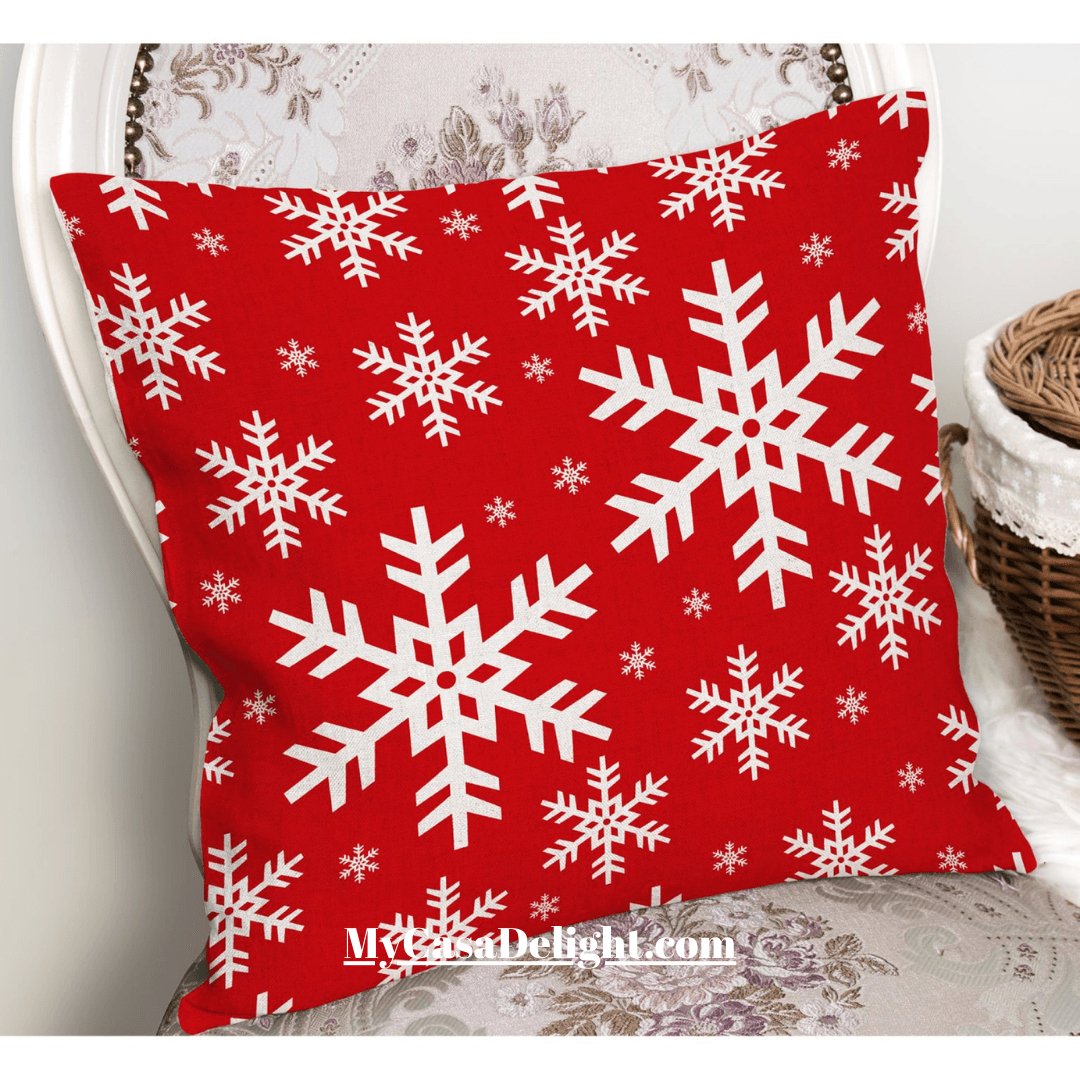 MyCasaSeasonal | Snowflakes Throw Pillow Cover | Add Festive, 18.00 mycasadelight.com New Jersey, Rugs & Pillow Türkiye