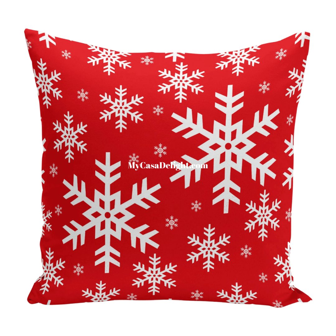 MyCasaSeasonal | Snowflakes Throw Pillow Cover | Add Festive, 18.00 mycasadelight.com New Jersey, Rugs & Pillow Türkiye