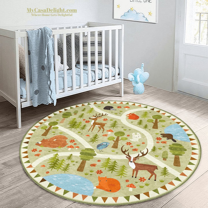 Play Rug featuring Dinosaurs, Forest and Zoo designs | Anti-Slip 59.00 mycasadelight.com New Jersey, Rugs & Pillows Türkiye