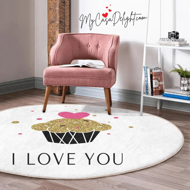 Round Rugs for Valentine's Day | Anti-Slip | MyCasaSeasonal Collection at MyCasaDelight.com, Machine Washable, Free Fedex