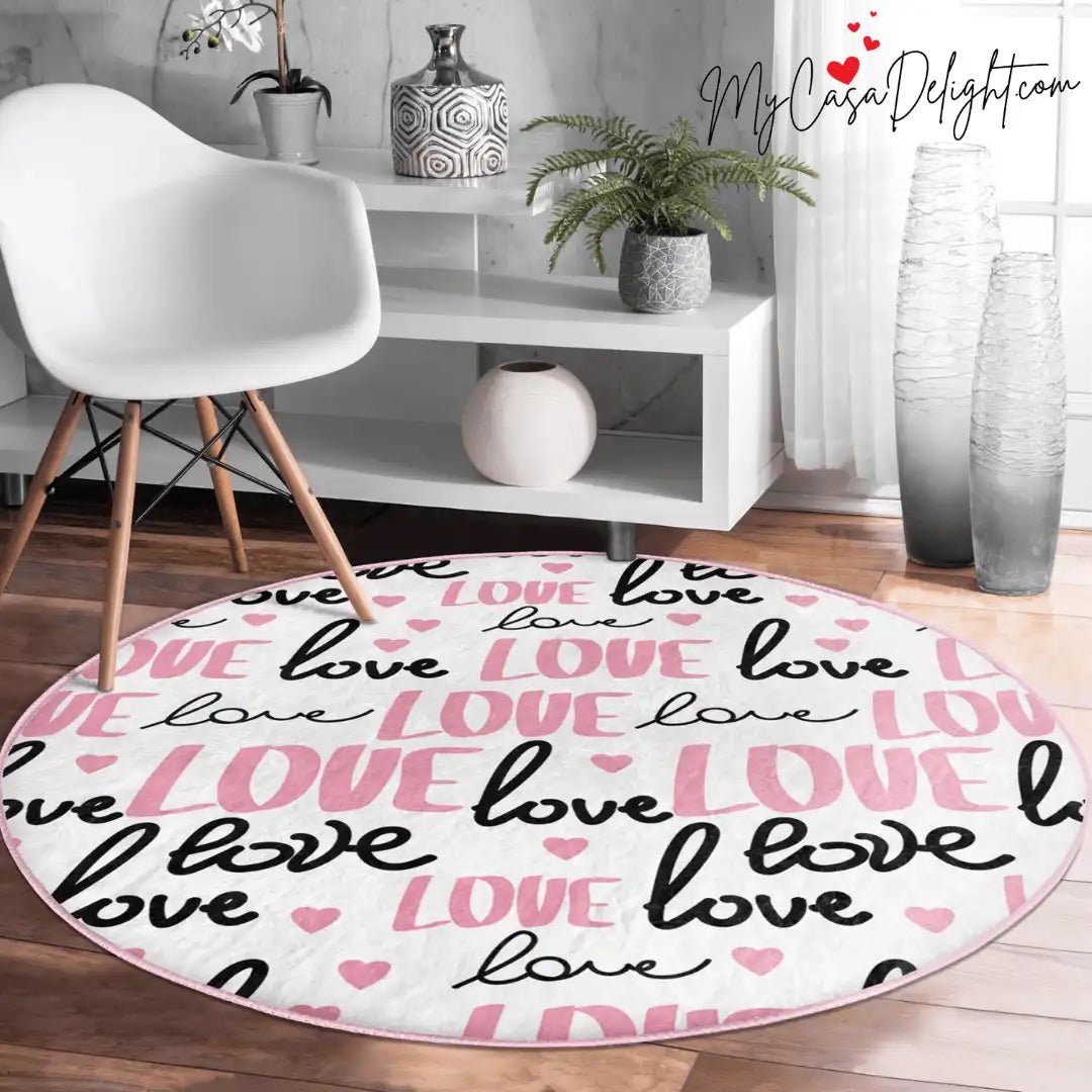 Round Rugs for Valentine's Day | Anti-Slip | MyCasaSeasonal Collections at MyCasaDelight.com Certified, Free Fedex