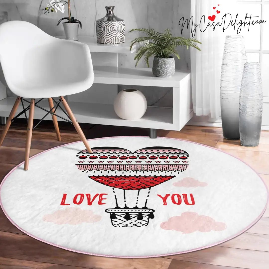 Round Rugs for Valentine's Day | Anti-Slip | MyCasaSeasonal Collection at MyCasaDelight.com Rugs & Pillows Free Fedex