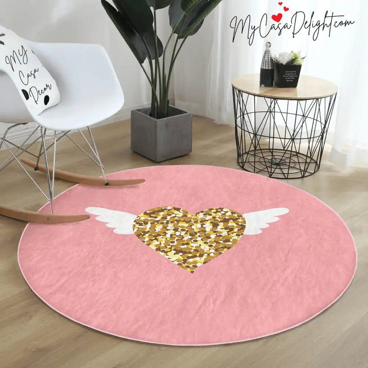 Round Rugs for Valentine's Day | Anti-Slip | MyCasaSeasonal Collection at MyCasaDelight.com Safe, Eco Friendly, Free Fedex