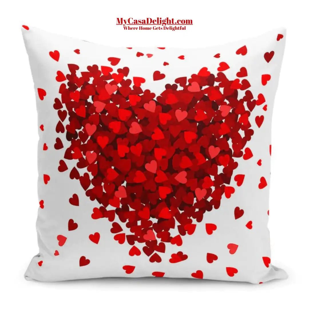 MyCasaSeasonal Collection Heart-patterned pillow cover for Valentine's Day decor, Stain resistant, soft texture pillow covers